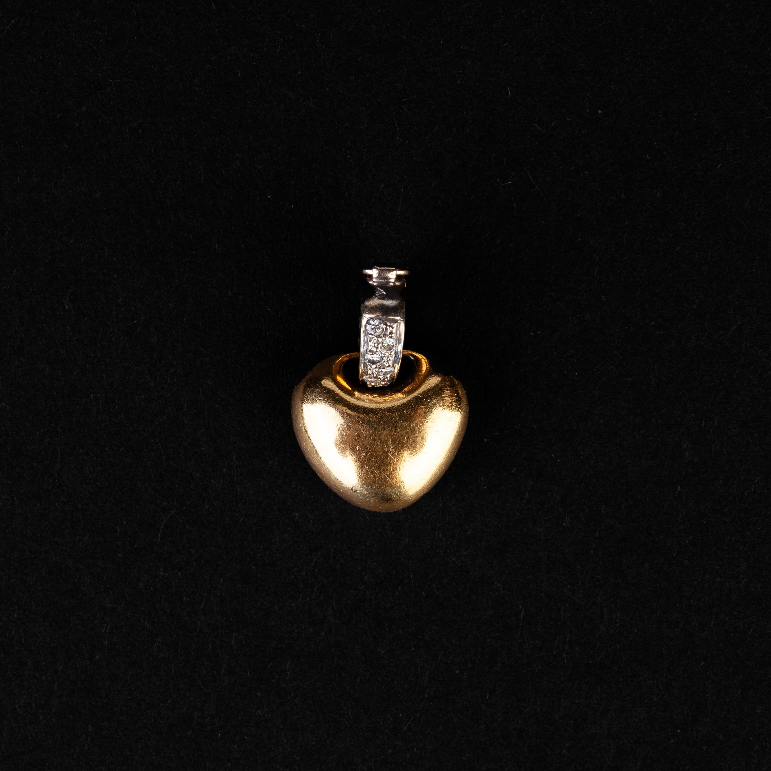 Mid-20th Century Diamond Heart Gold Pendant
