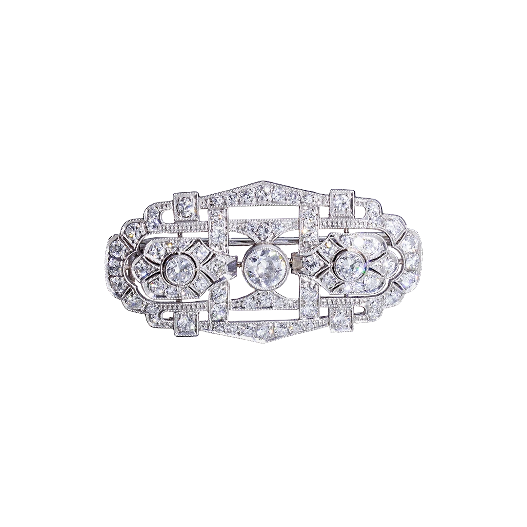 Art Deco platinum brooch with 4.50 ct diamonds