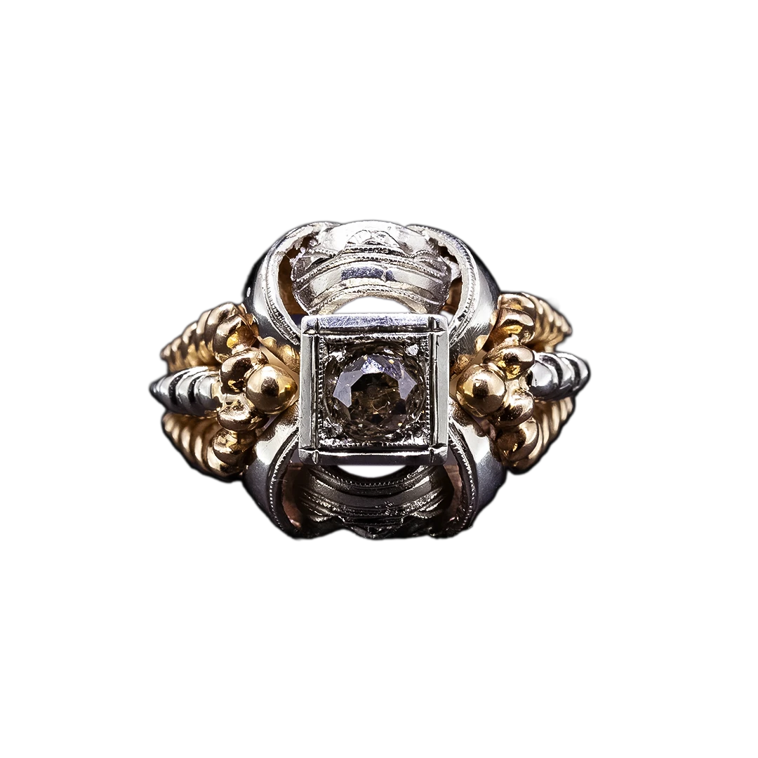 Gold ring with a 0.62 ct old European cut diamond, second half of the 20th century