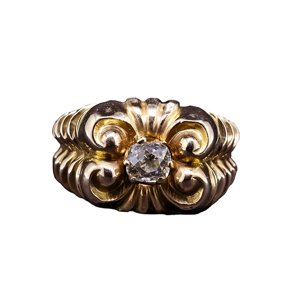 Gold ring with a 0.63 ct Old Mine cut diamond, 1950s