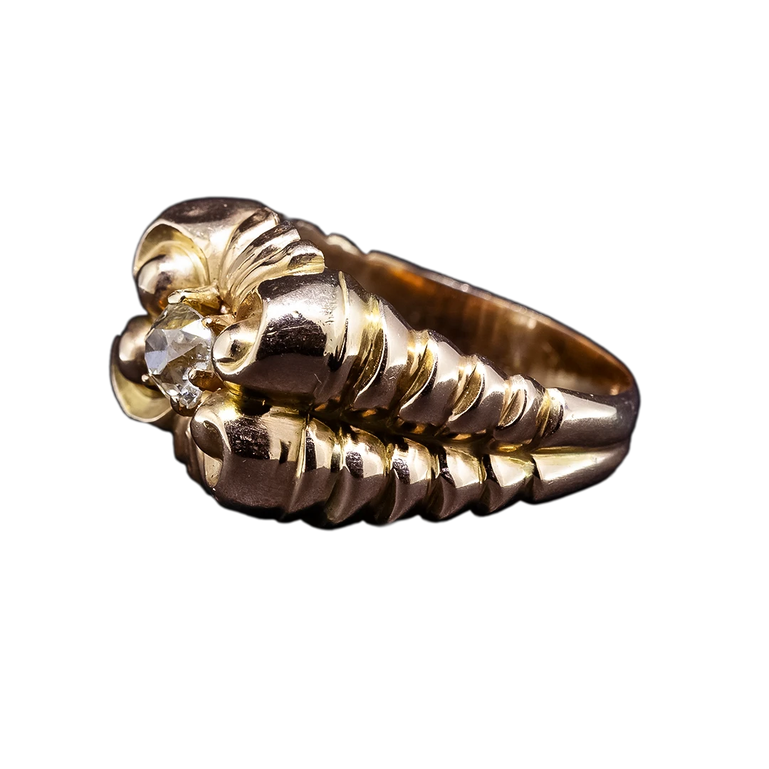 Gold ring with a 0.63 ct Old Mine cut diamond, 1950s