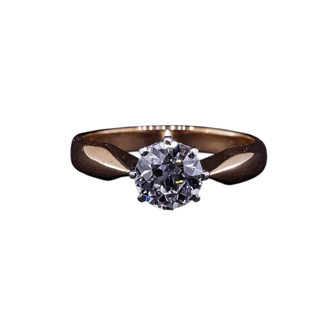 Gold ring with 1.25 ct diamond, 1910