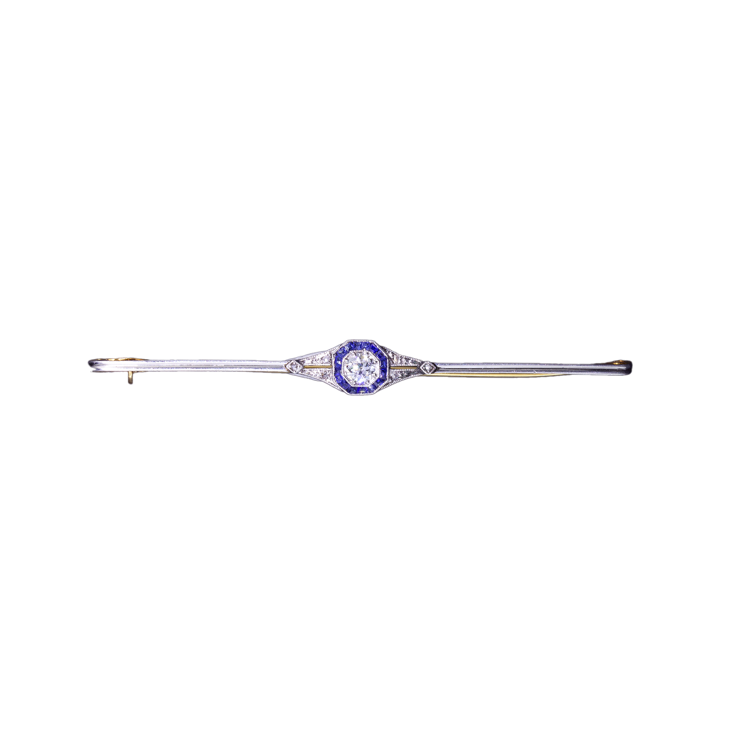 Platinum - gold Art Deco brooch with sapphires and diamonds