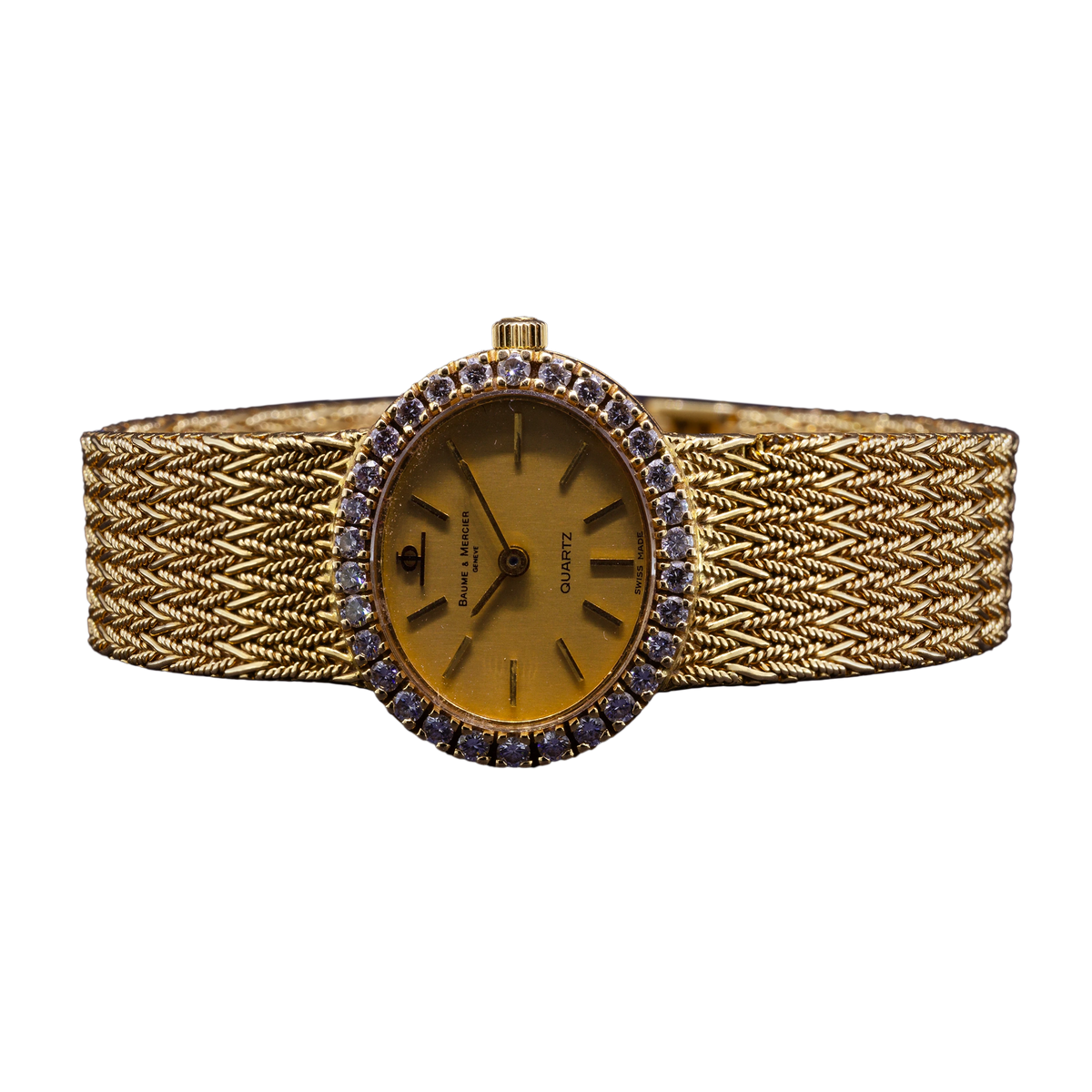Gold Baume & Mercier watch with diamonds, Vintage, Swiss Made