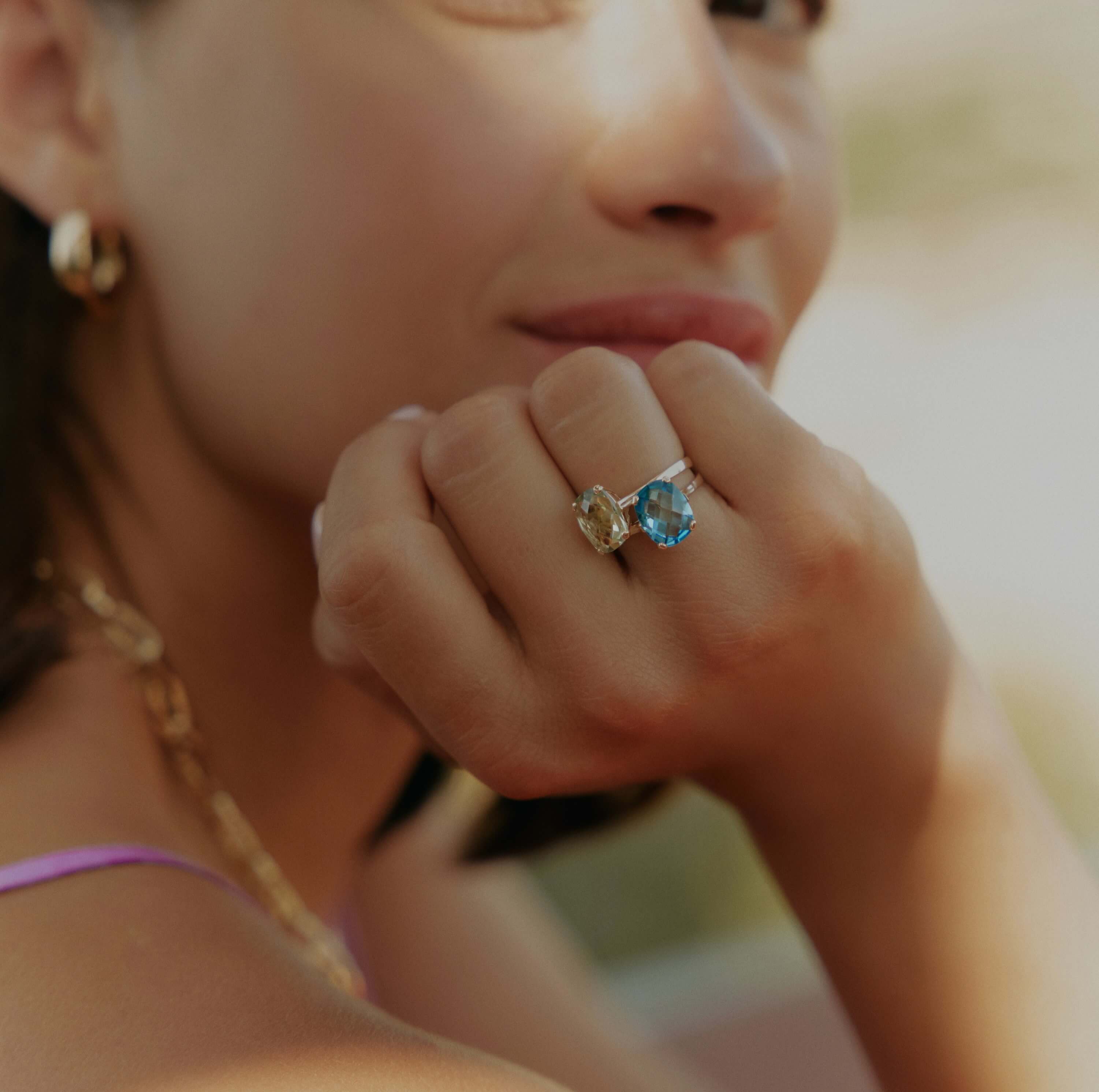 Dolce Vita Mini Gold Ring with Green Amethyst