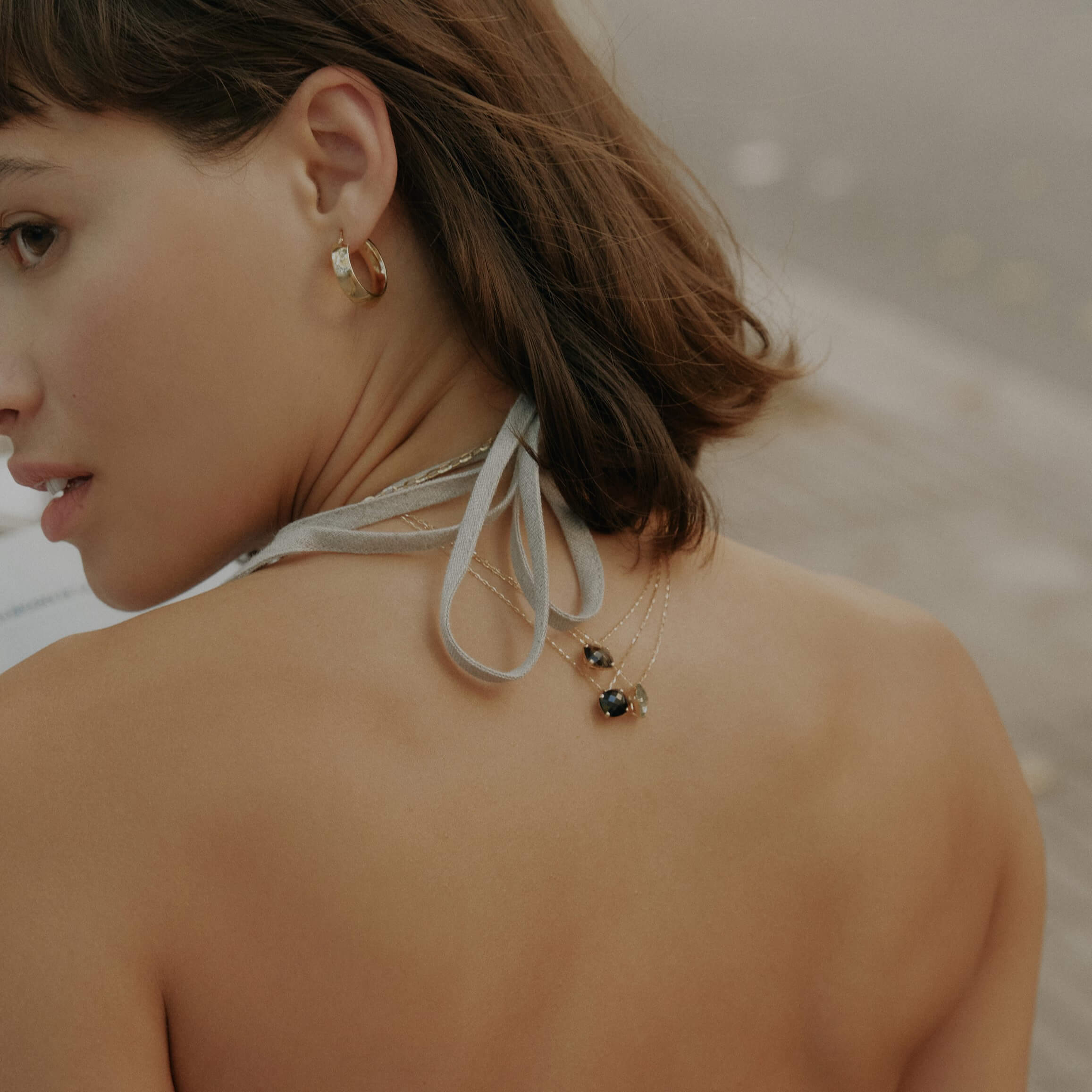 Dolce Vita Mini Gold Necklace with Smoky Quartz