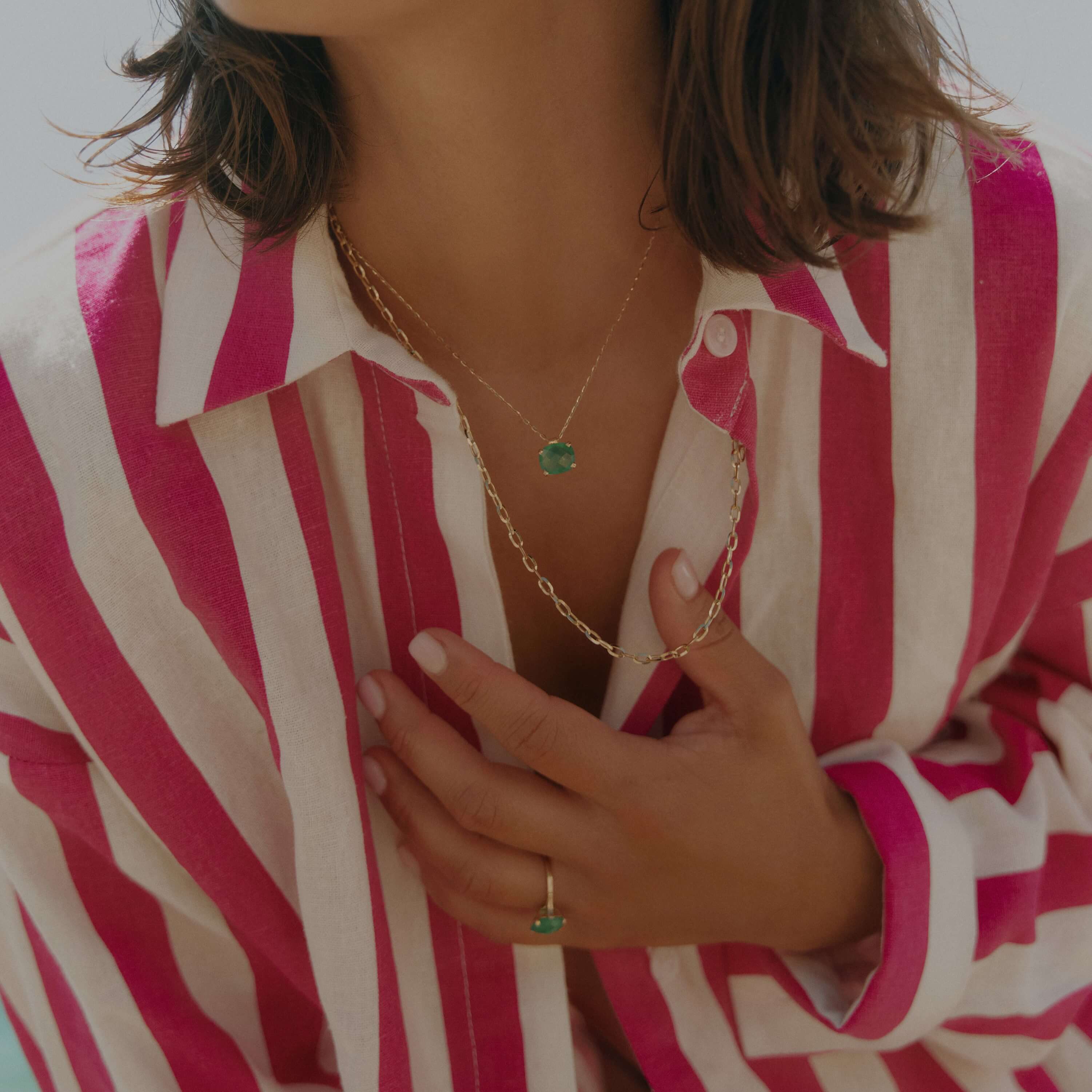 Dolce Vita Mini Gold Necklace with Green Onyx