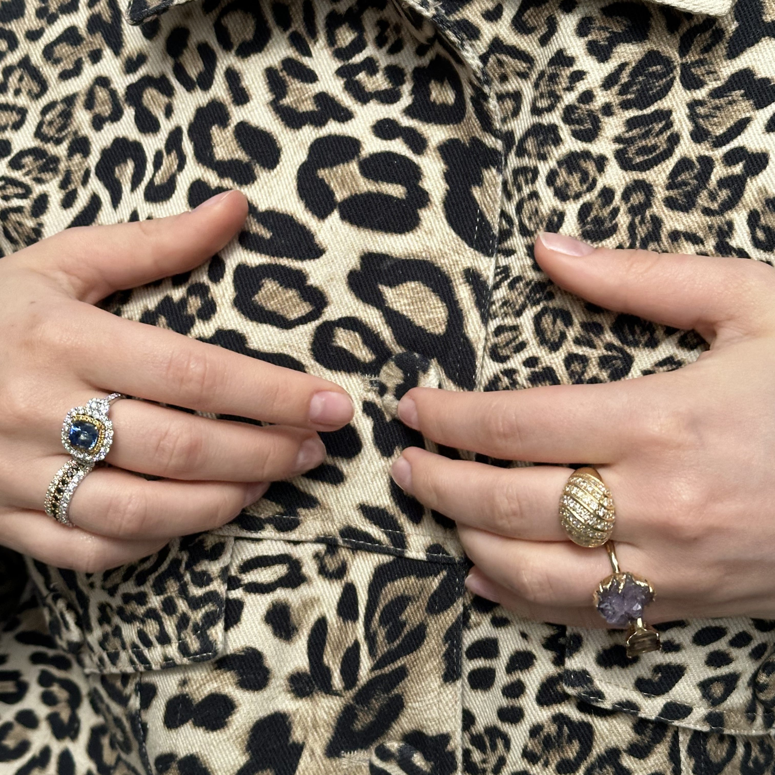 Gold Bubble Ring with diamonds, Modern Vintage