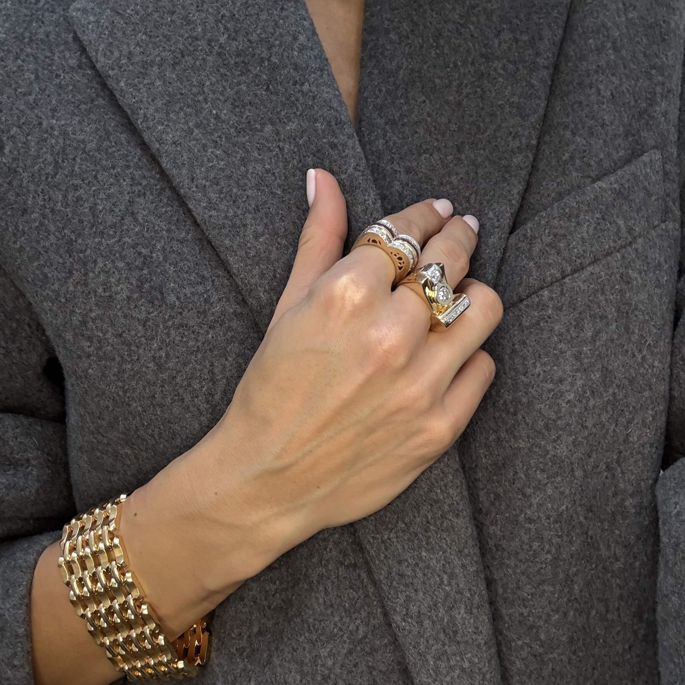 Gold ring - Tank "Polaroid" signet ring, Vintage Art Deco