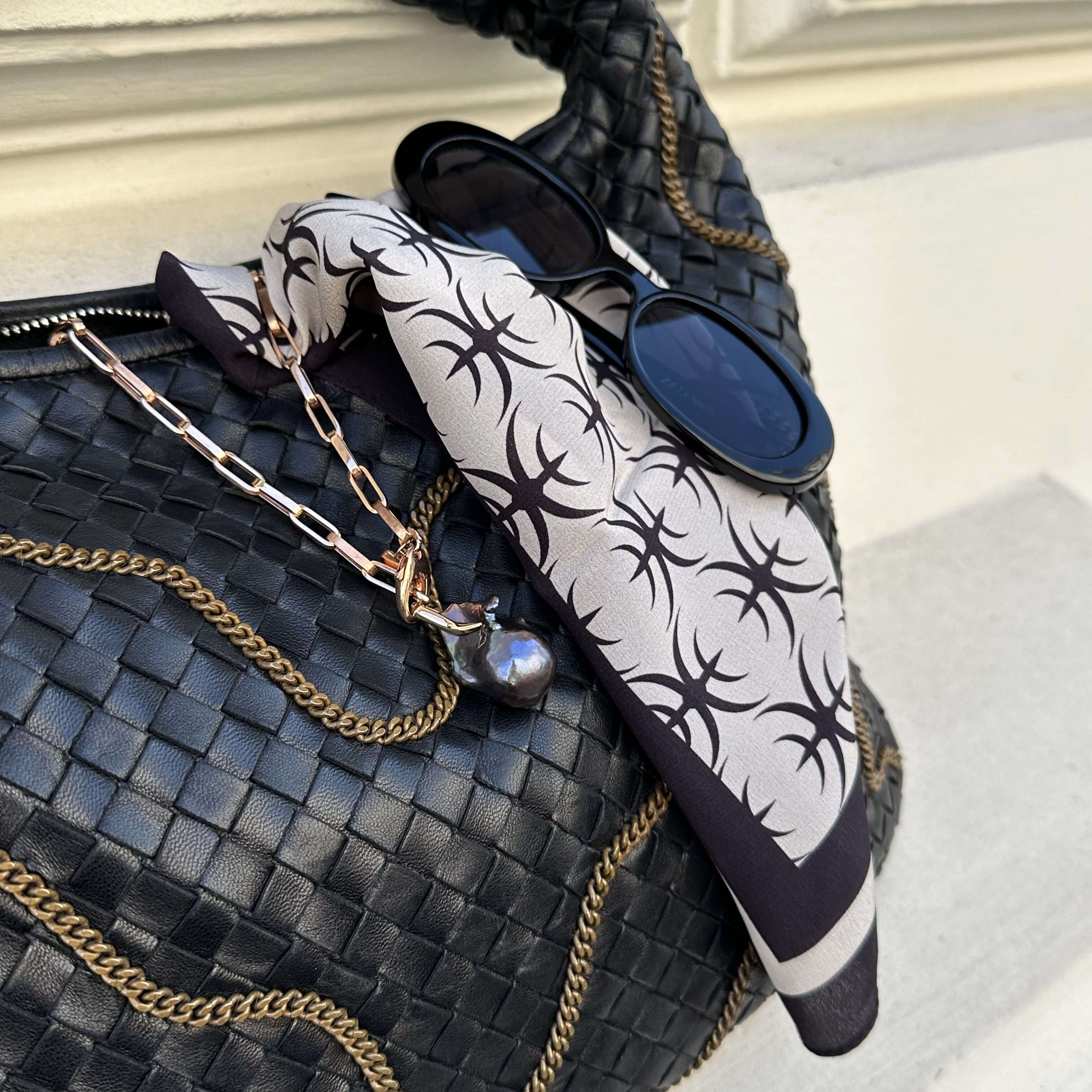 Golden Seafood Pendant with black comet pearl