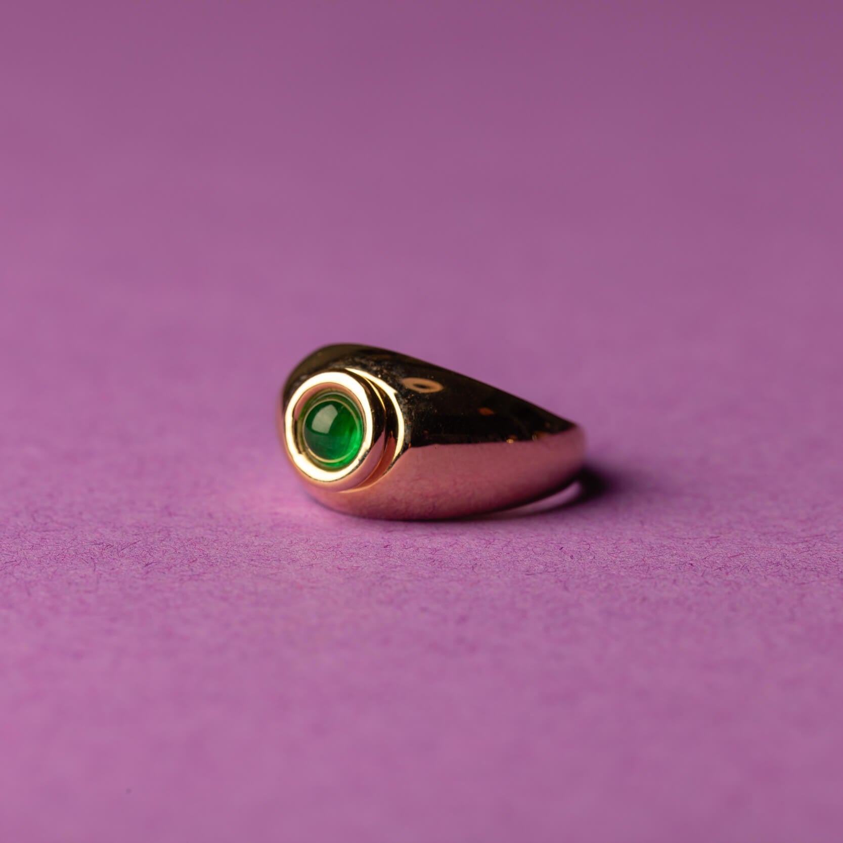 Gold Bubble Ring with emerald