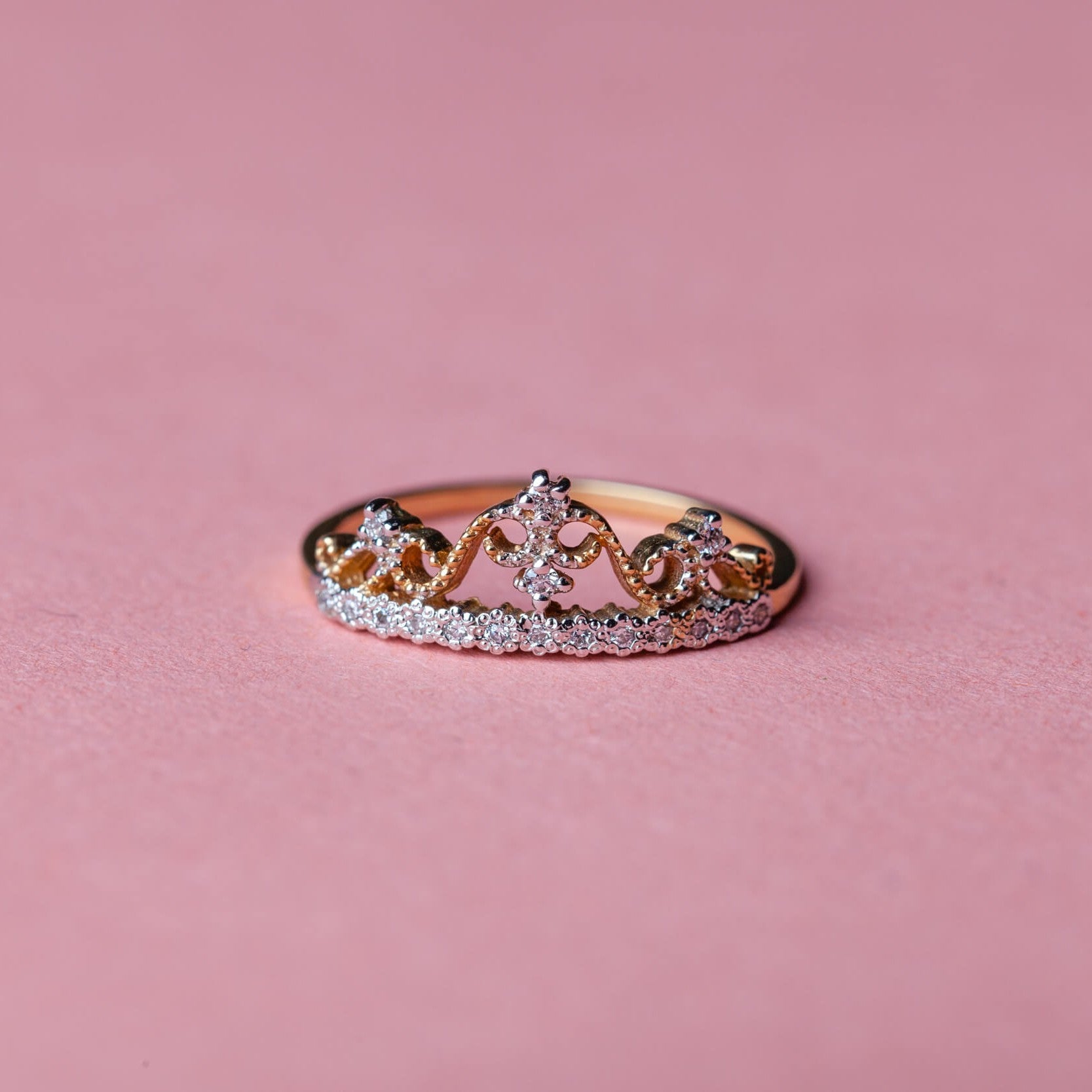 The Crown gold ring with diamonds