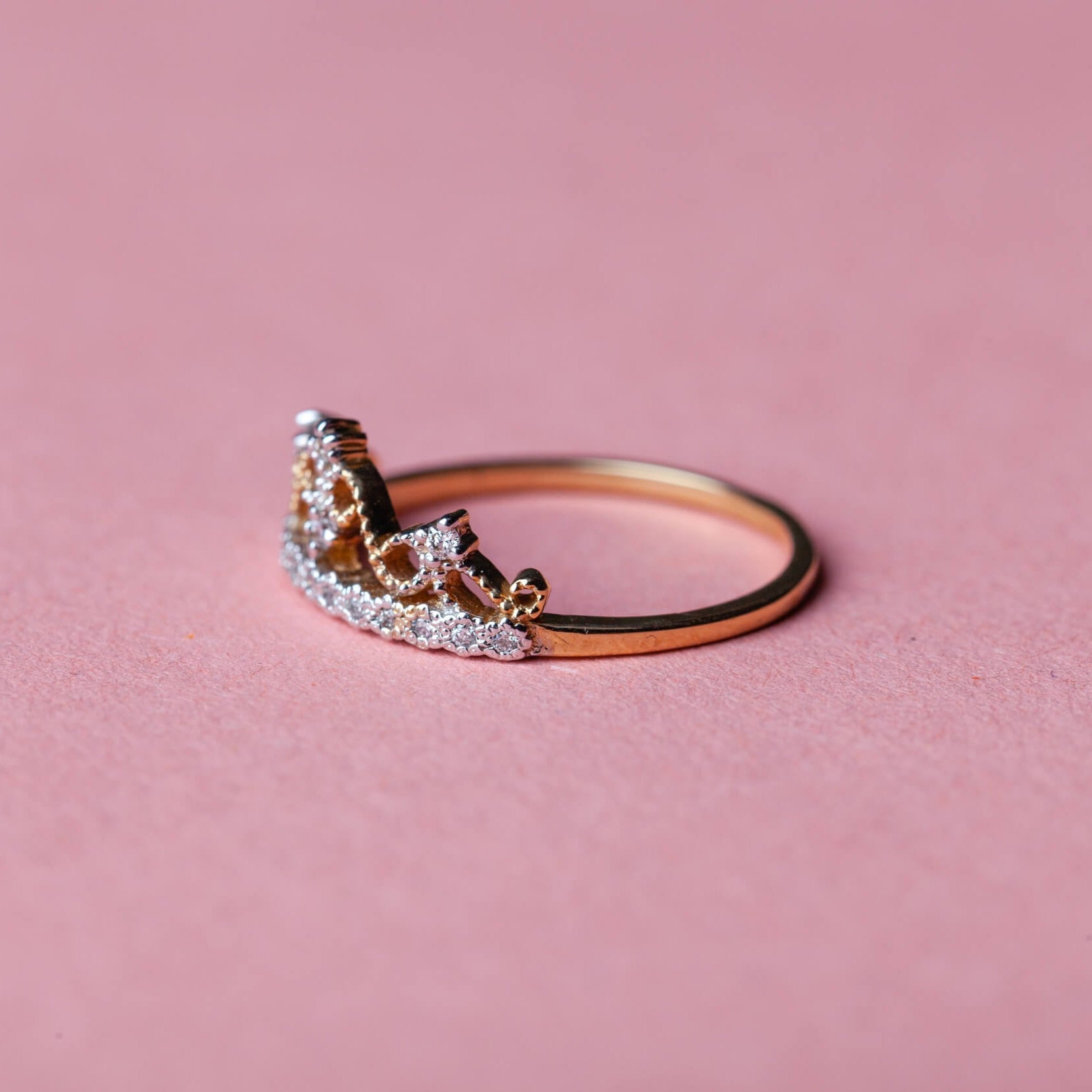 The Crown gold ring with diamonds