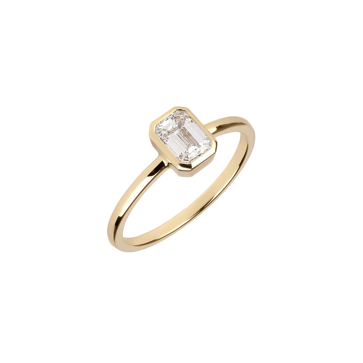 Pierścionek z diamentem 0.70 ct w szlifie szmaragdowym, GIA