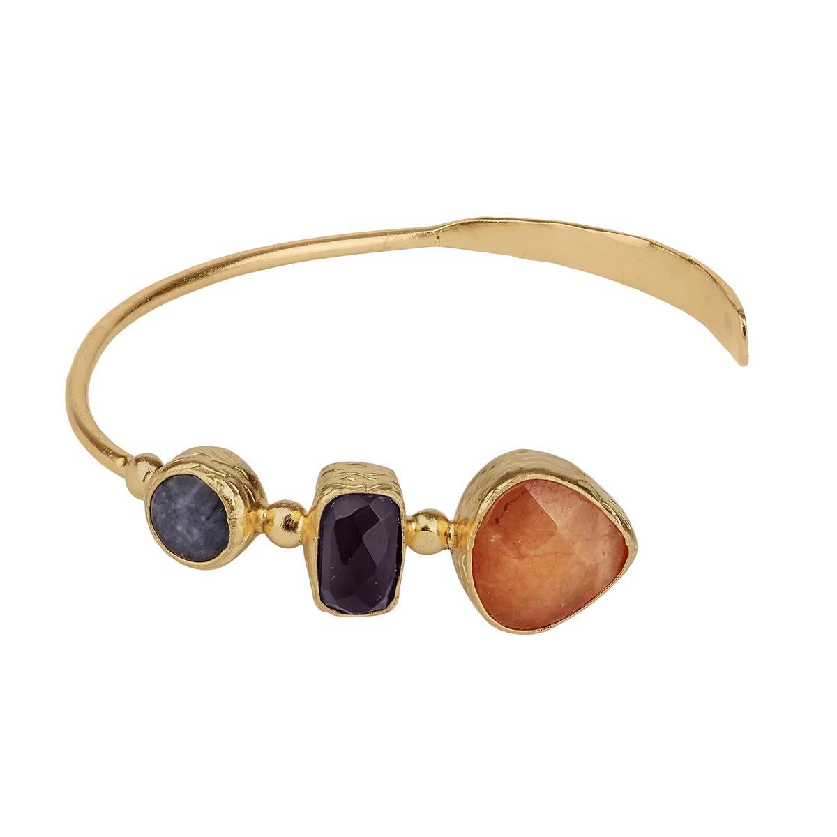 Gilded bronze bracelet with chalcedony and amethyst