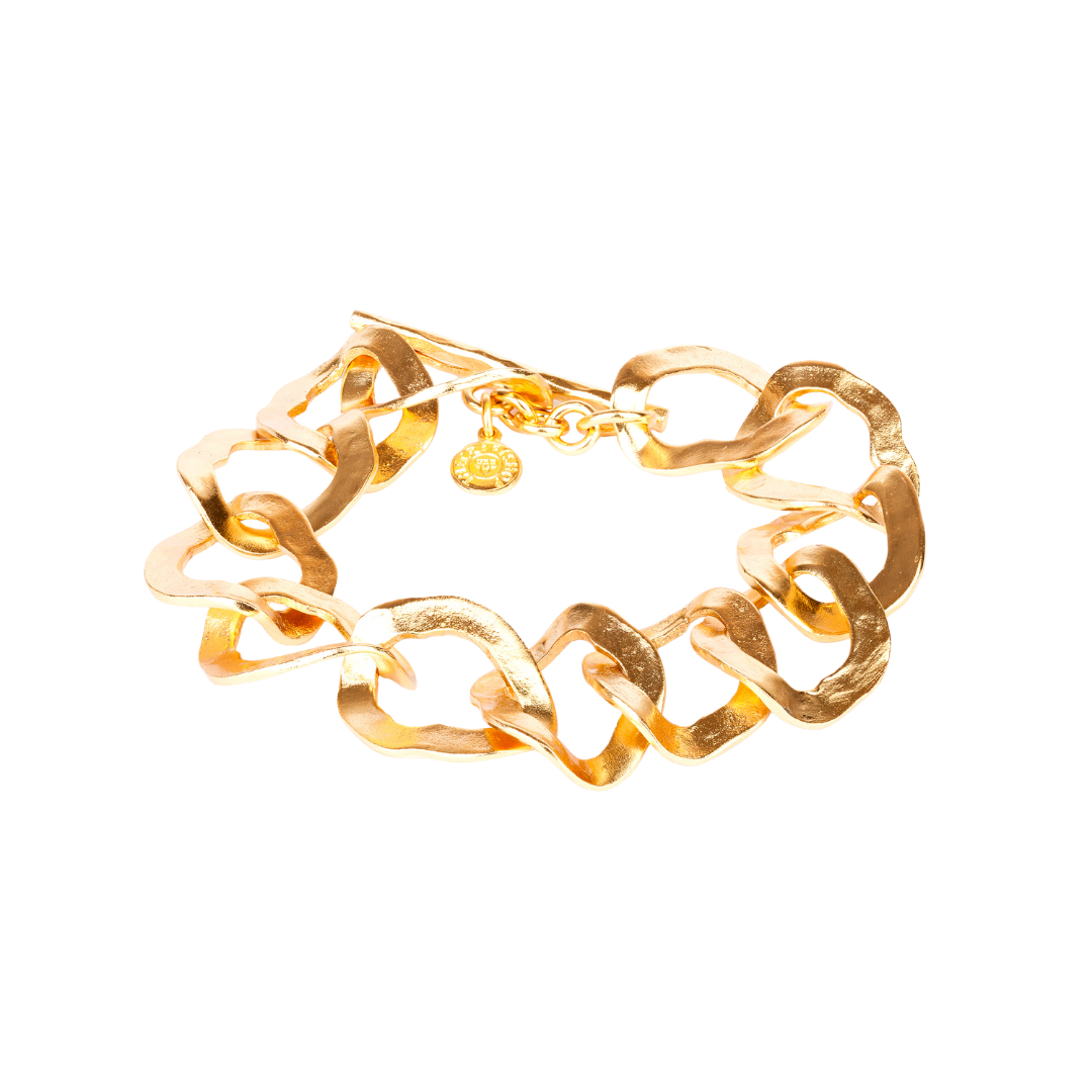 Gilded bronze bracelet with hammered links