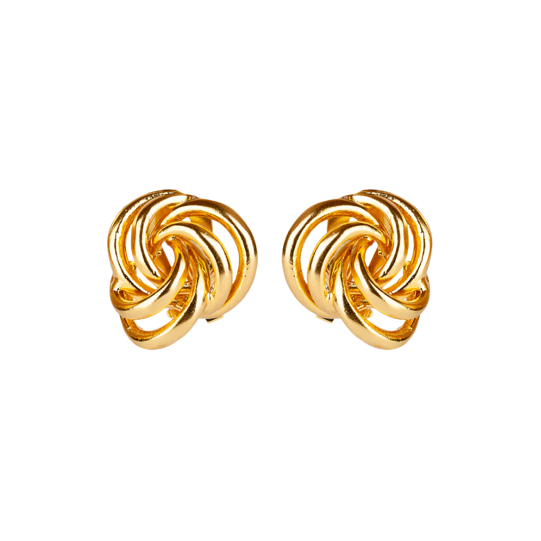 Gilt bronze knot clip-on earrings