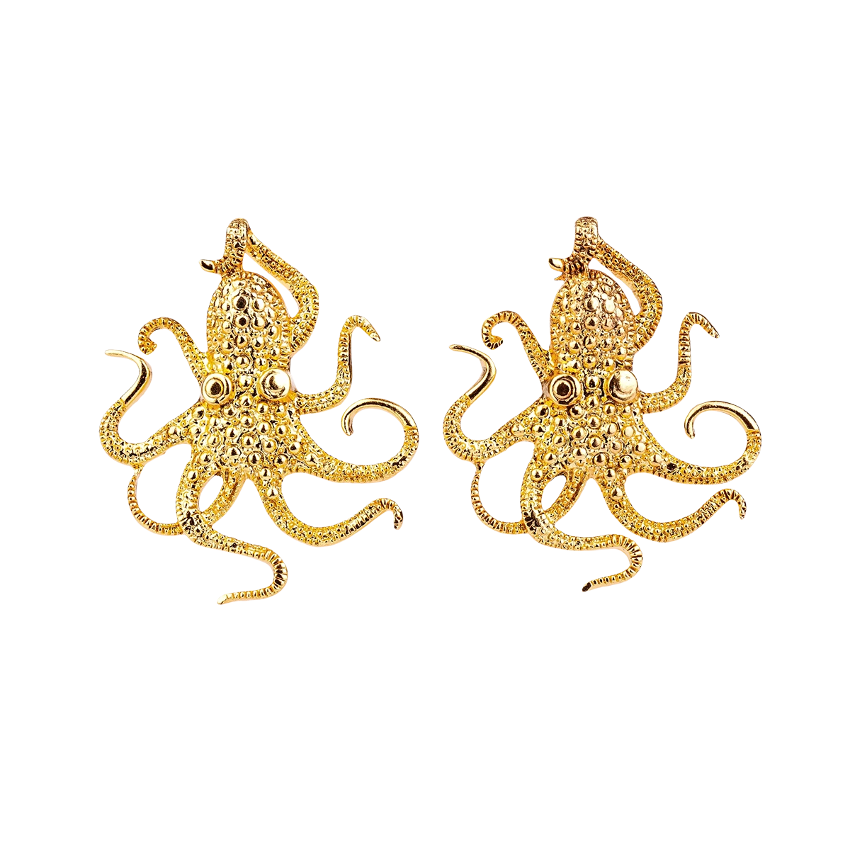 Gilded bronze octopus earrings