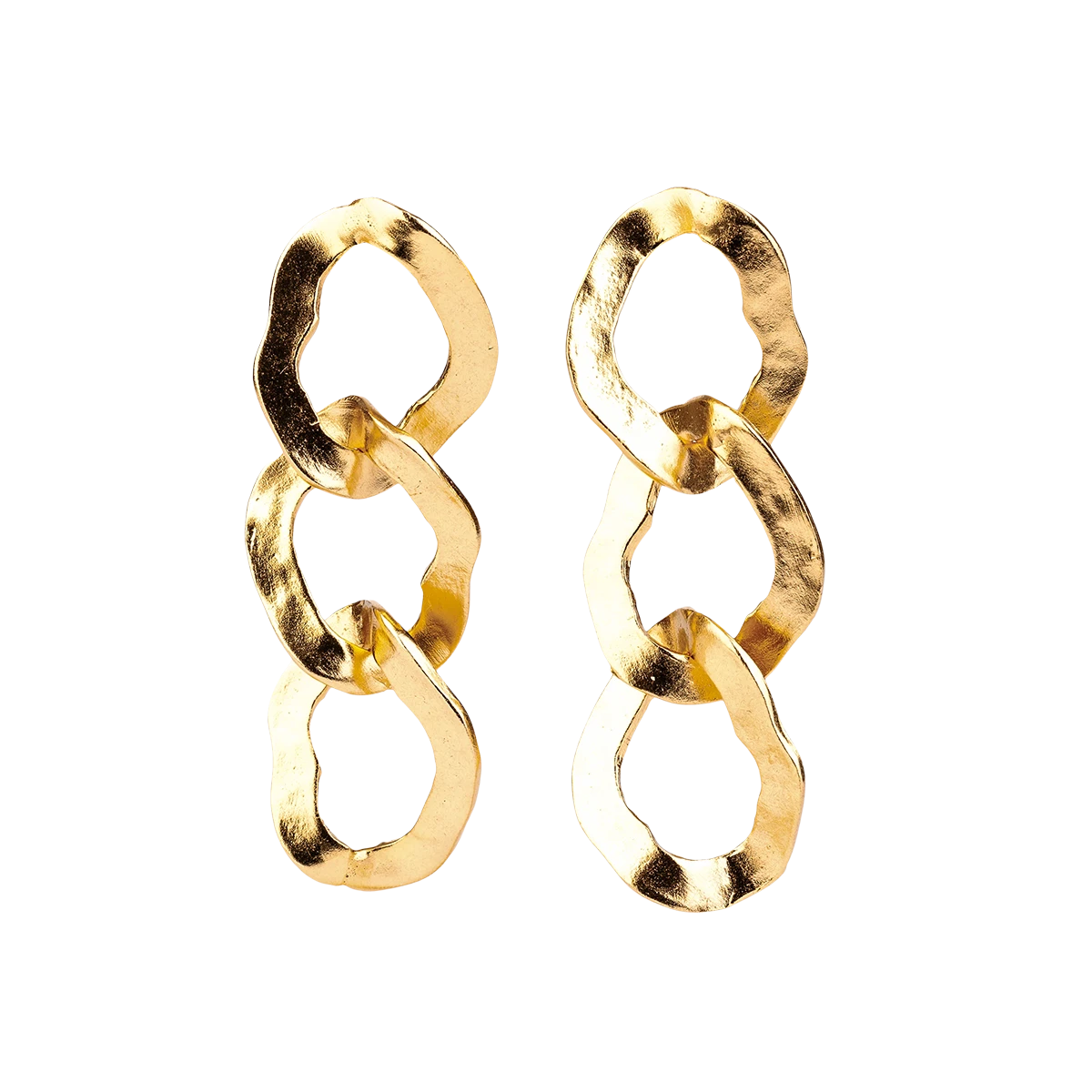 Gilded bronze earrings with hammered links