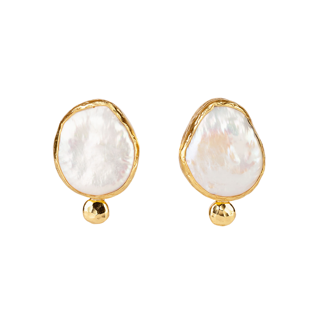 Gilded bronze earrings with pearls