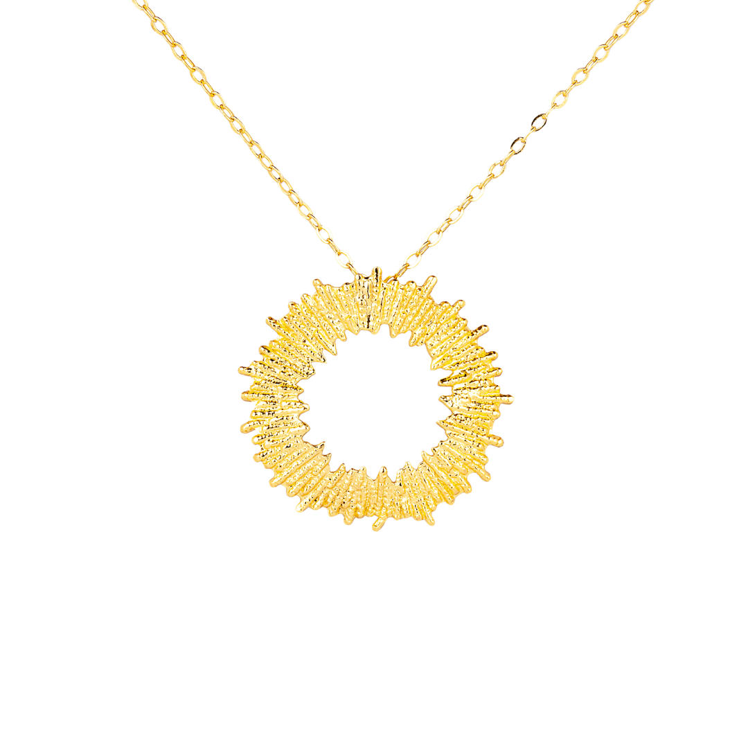 Gilded ray-shaped bronze necklace