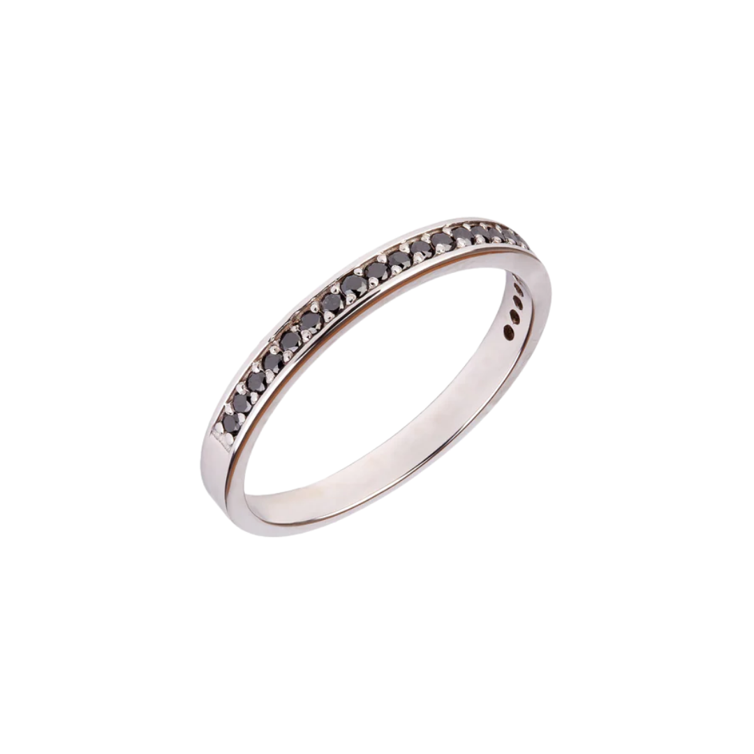 Eternity Gold Ring with Black Diamonds