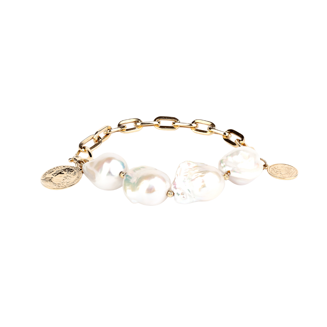 Gold bracelet with Baroque comet pearls Seafood