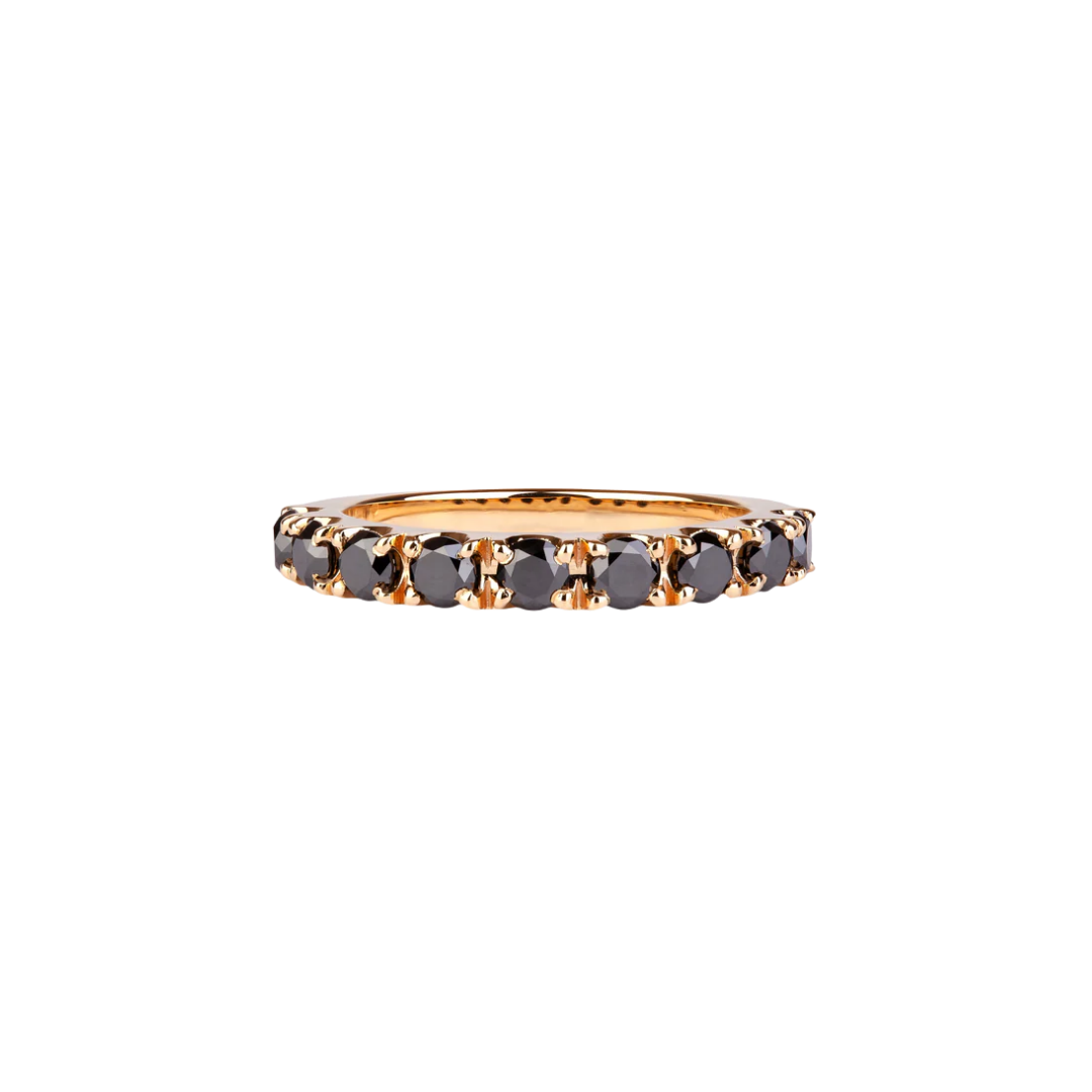 3mm Eternity Gold Ring with Black Diamonds