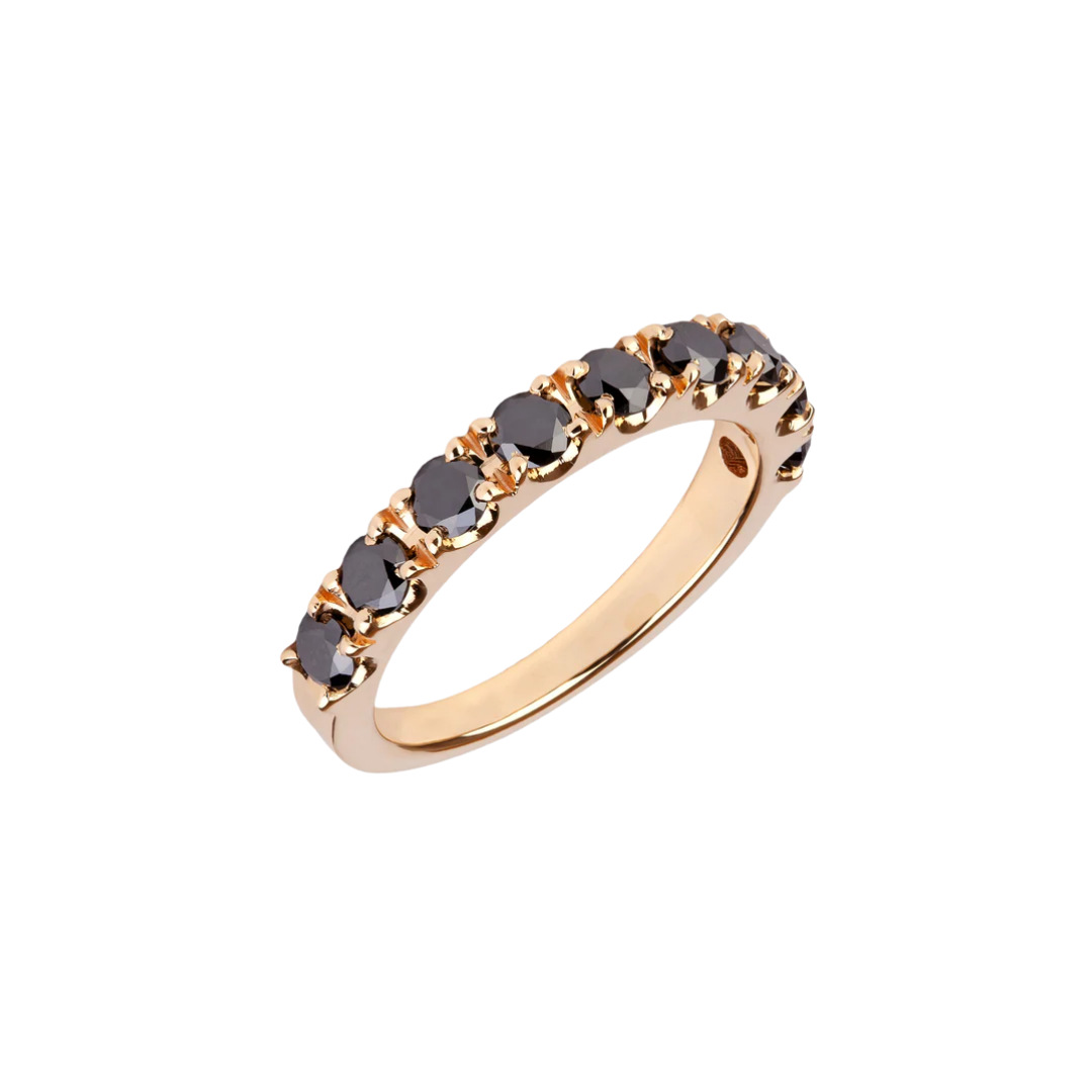 3mm Eternity Gold Ring with Black Diamonds