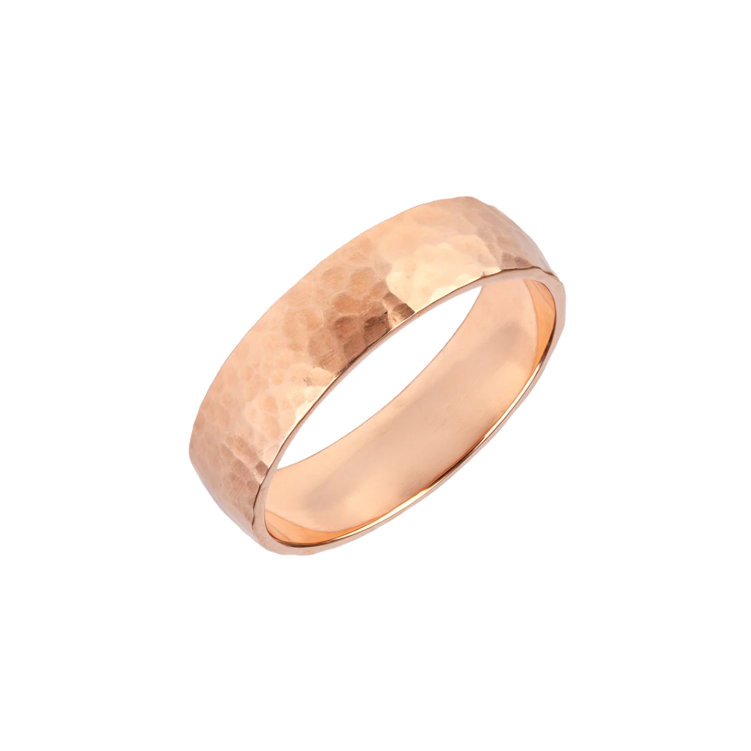 Hand-hammered gold wedding band
