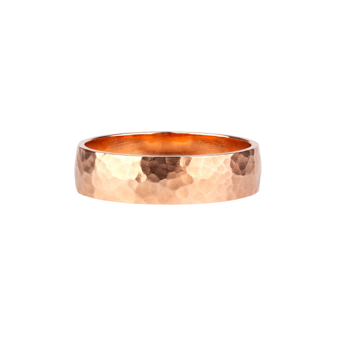 Hand-hammered gold wedding band