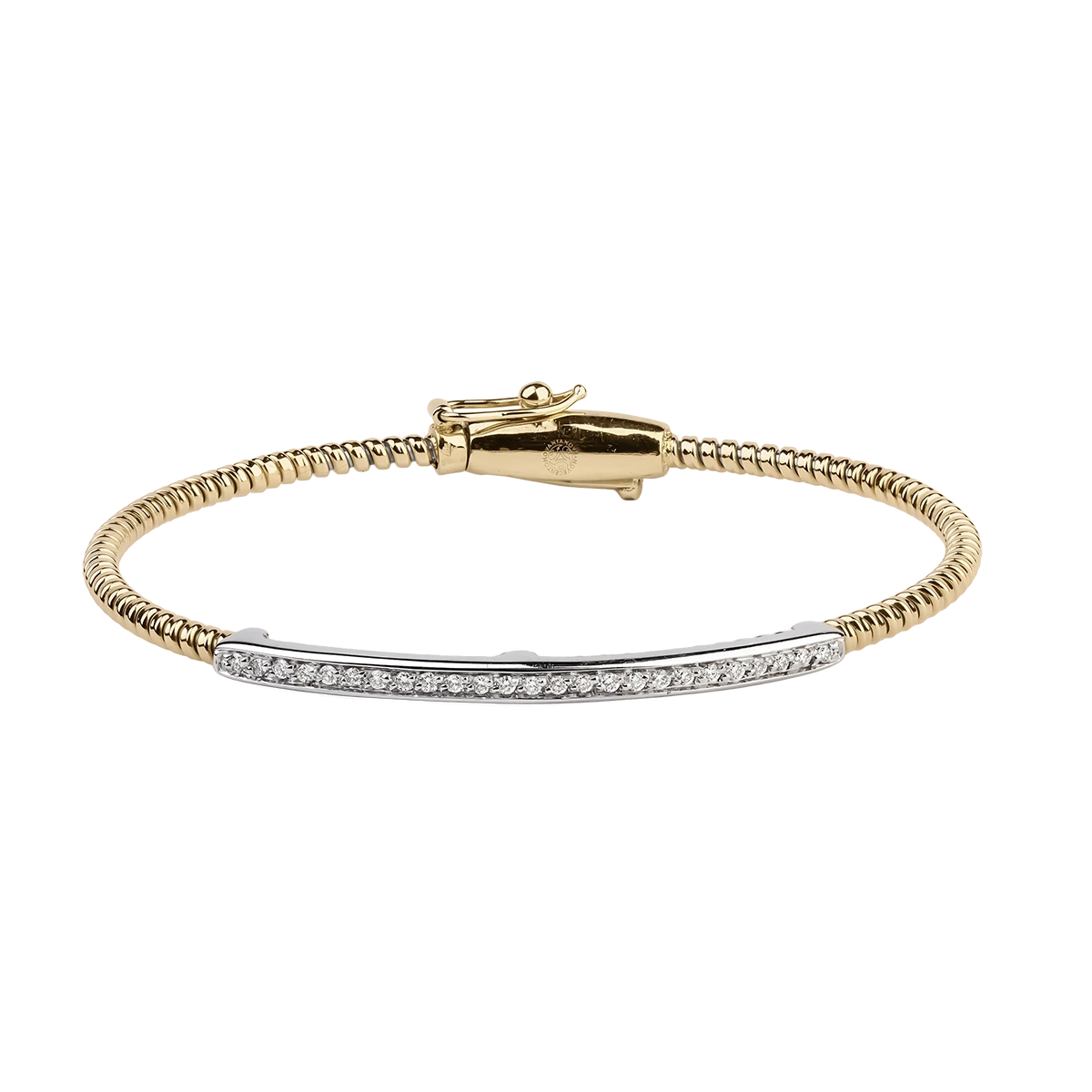 Gold rigid Bangle bracelet with diamonds