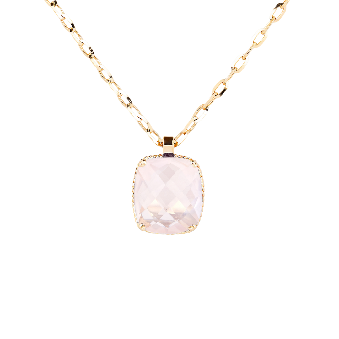 Dolce Vita gold pendant with rose quartz