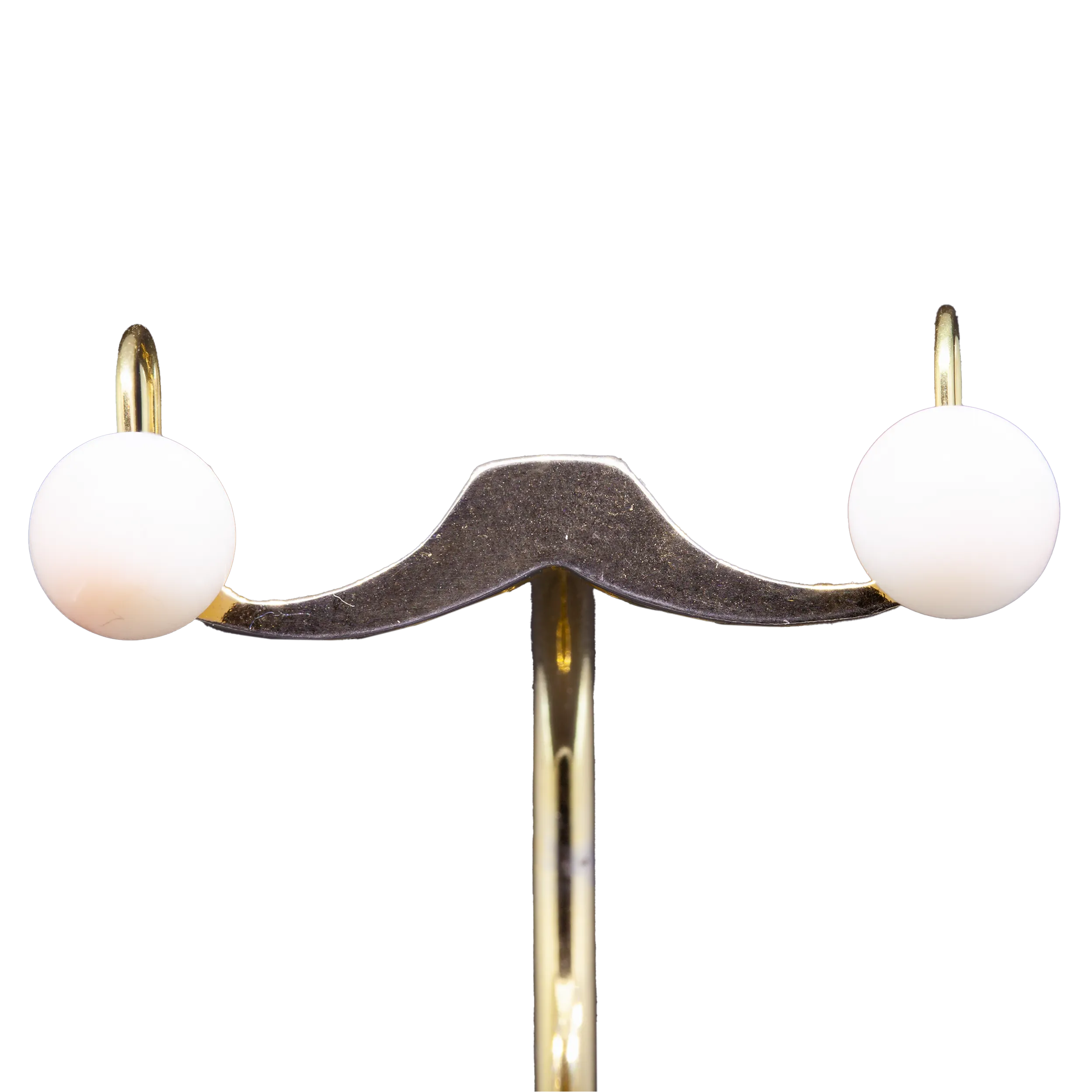 Złote klipsy z koralem białym, Vintage