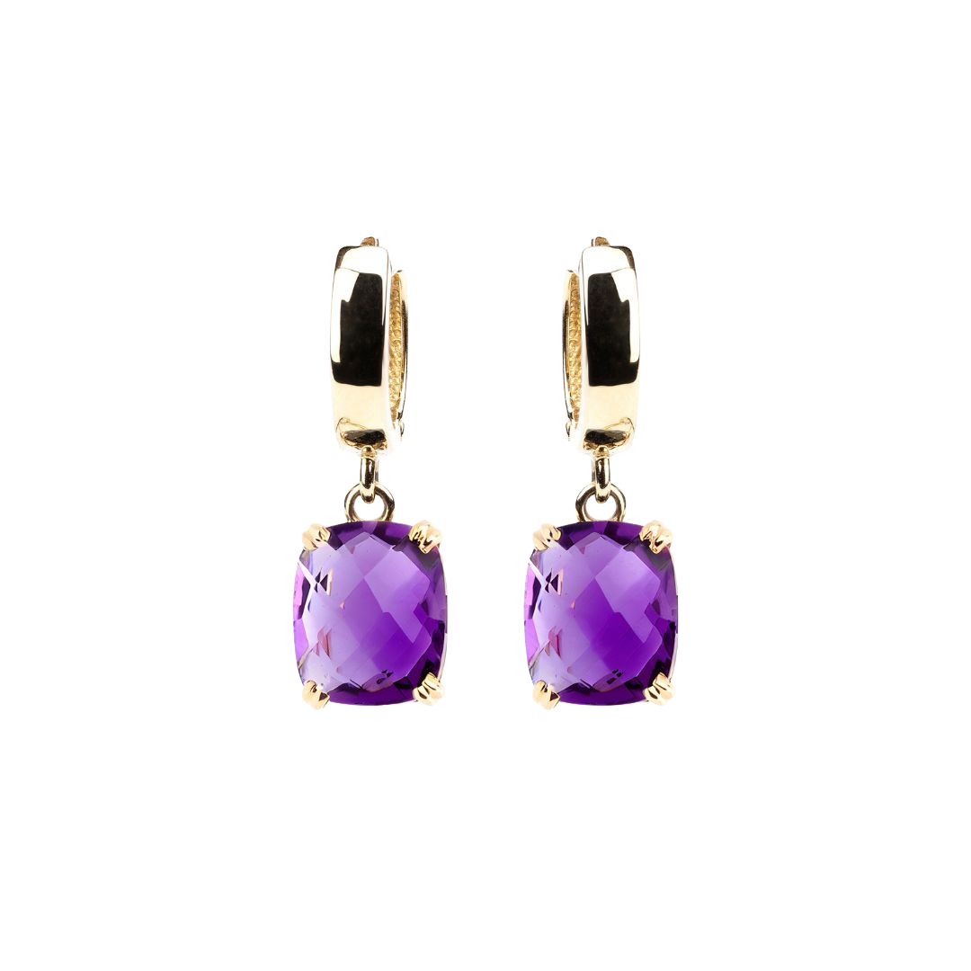 Dolce Vita gold earrings with Dark amethysts