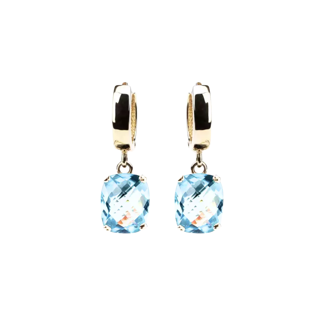 Dolce Vita Gold Earrings with Sky Blue Topaz