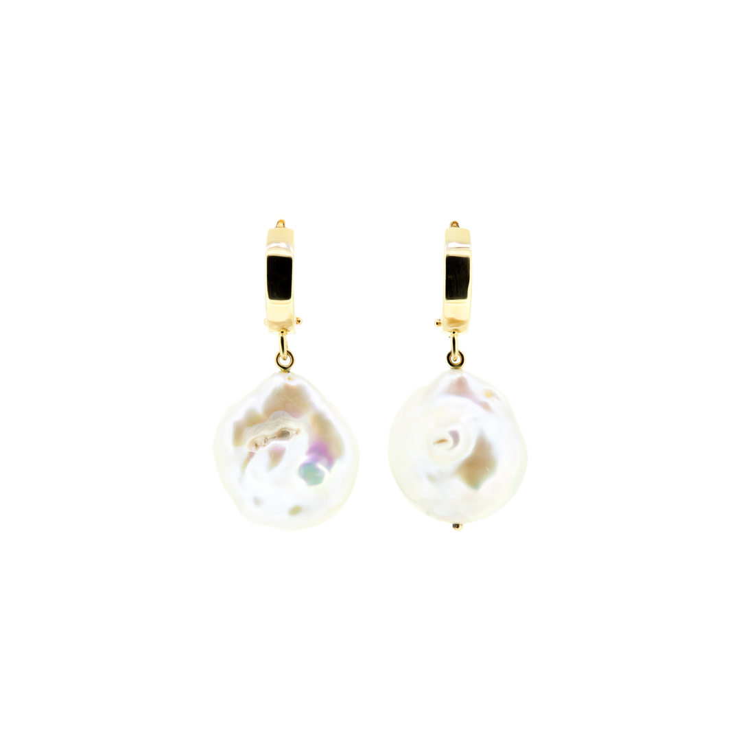 Gold Seafood Earrings with Coin Pearls