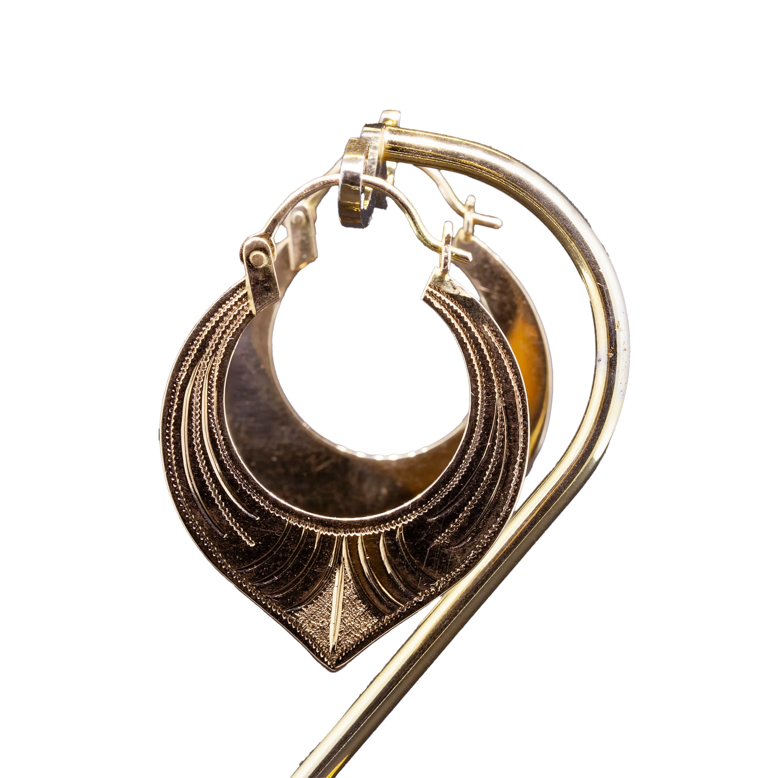 Złote kolczyki typu kokoszniki, Vintage