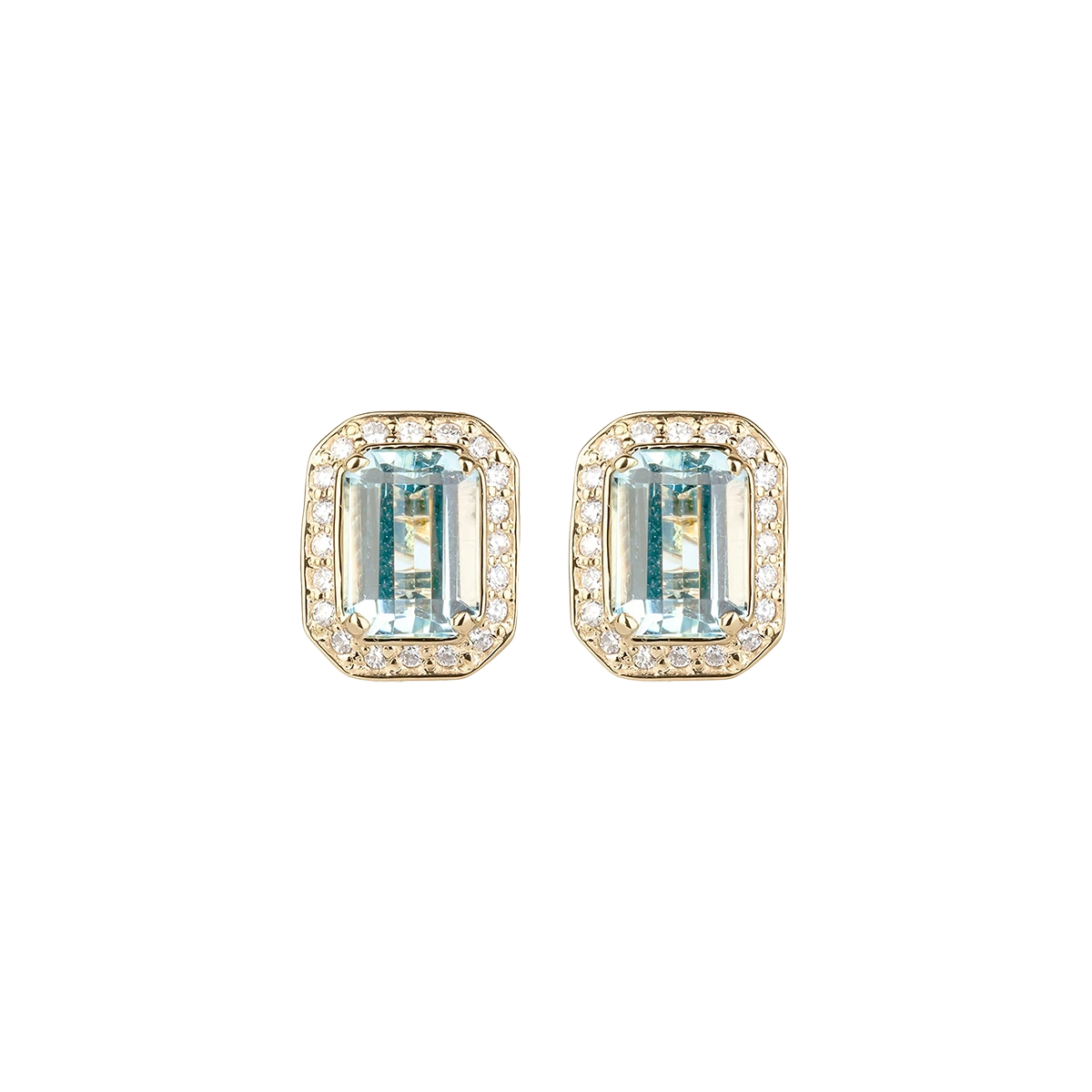 Gold earrings with aquamarines and diamonds
