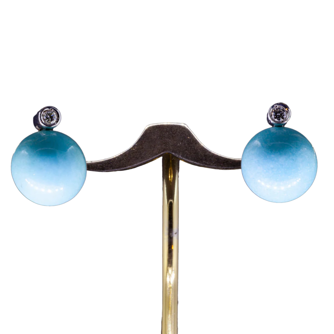 Złote kolczyki z turkusami i diamentami, Modern Vintage