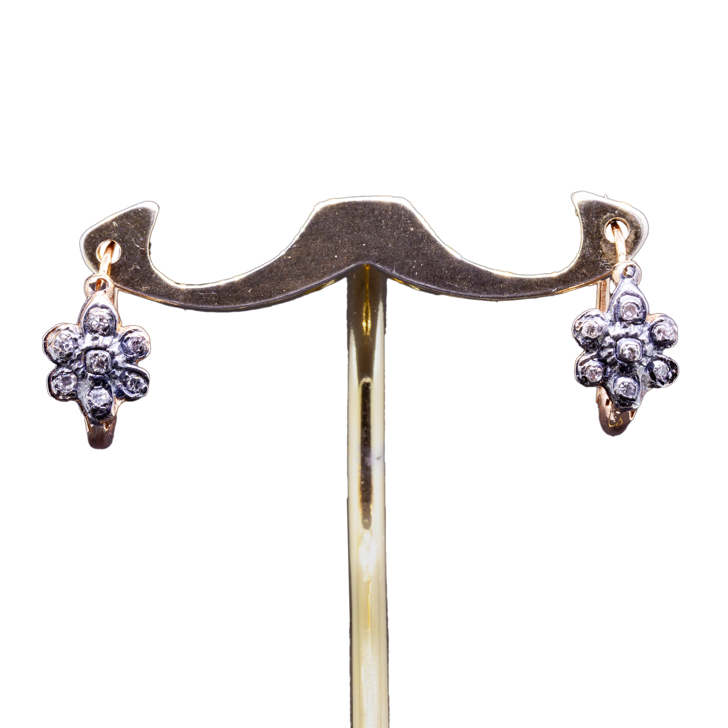 Złoto - srebrne kolczyki Day & Night z diamentami, Vintage