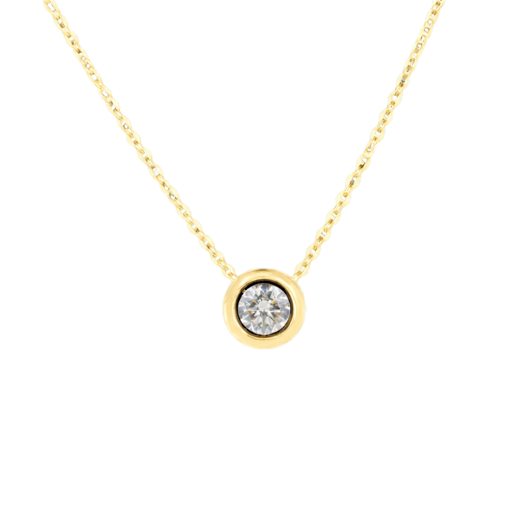 Minimal Gold Necklace with a Bezel-Set Diamond
