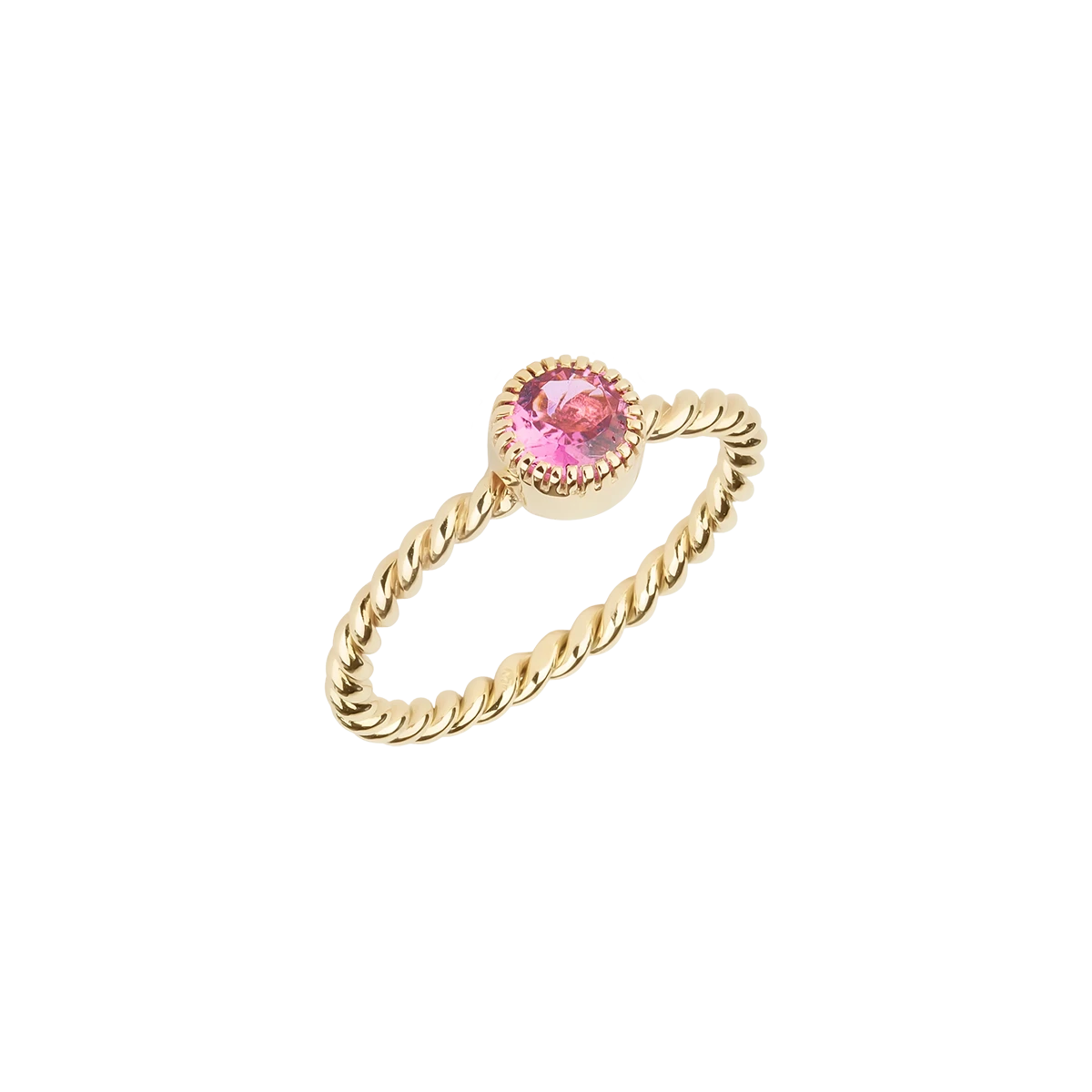 Gold spiral ring with colorful gemstone