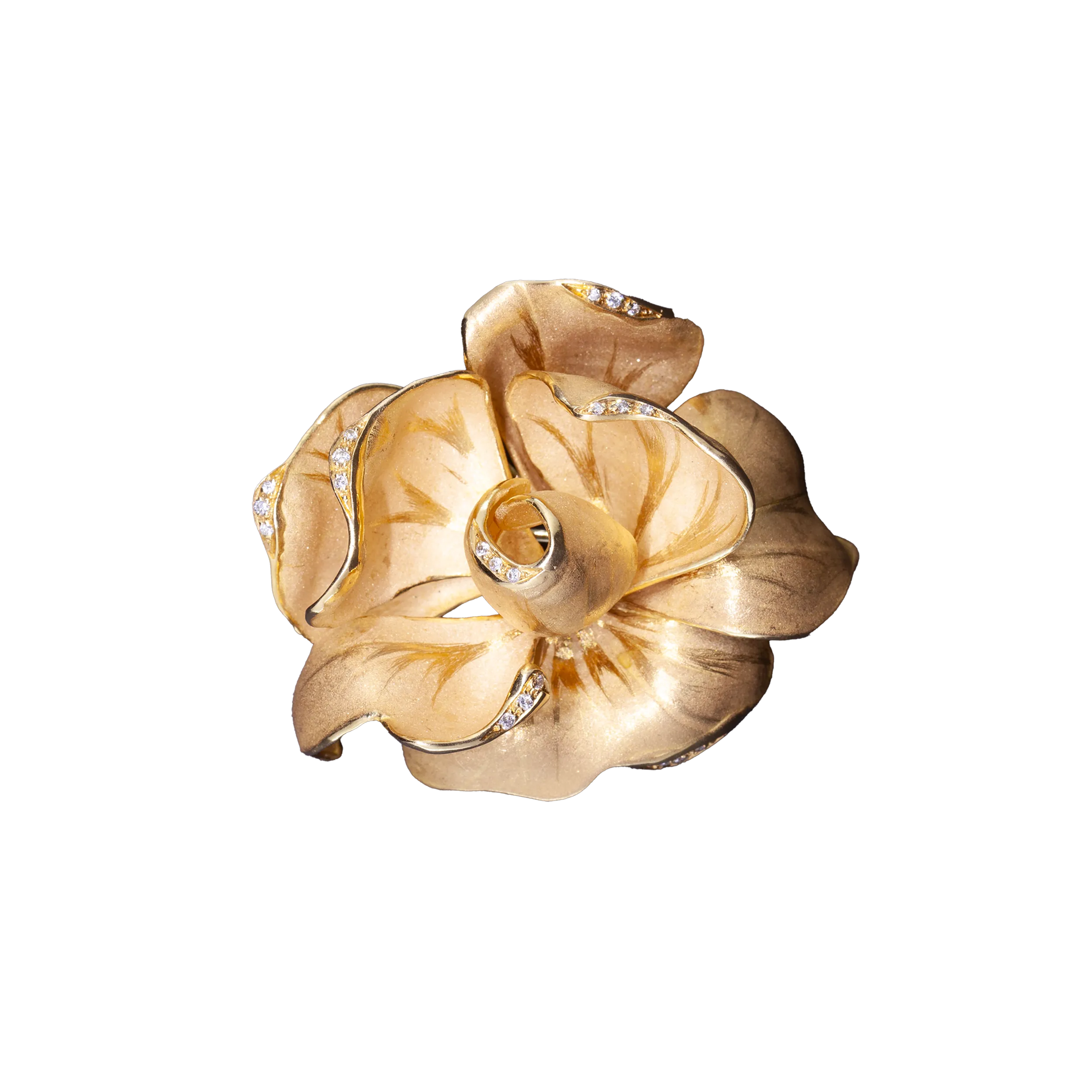 Gold brooch/pendant flower with diamonds CAMILLI Firenze, Italy