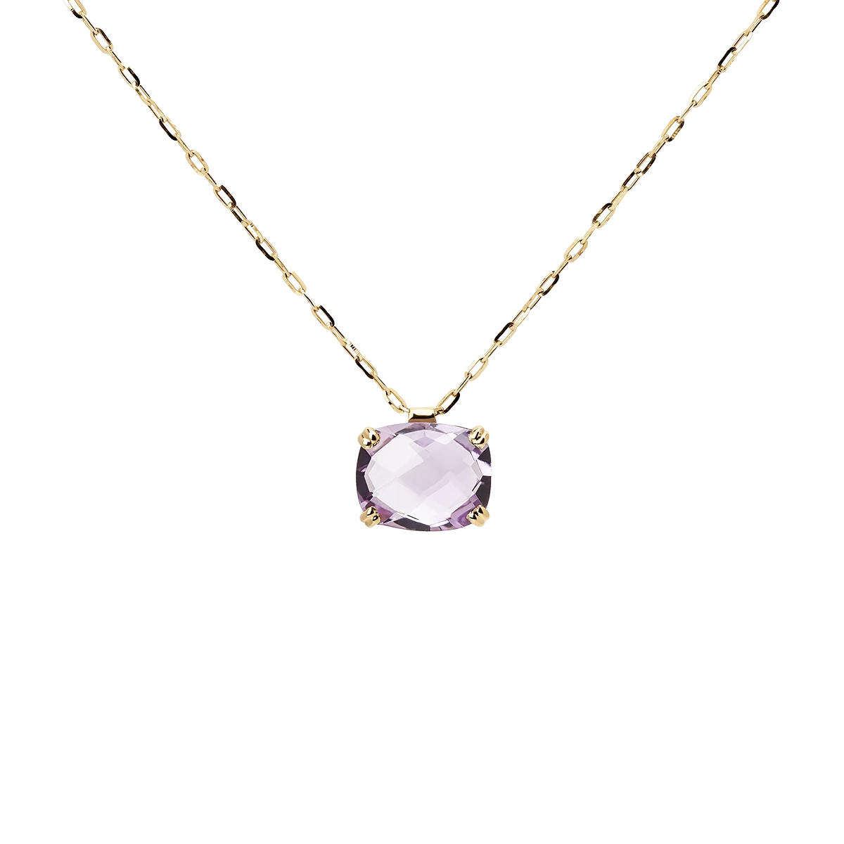 Dolce Vita Mini Gold Necklace with Pink Amethyst