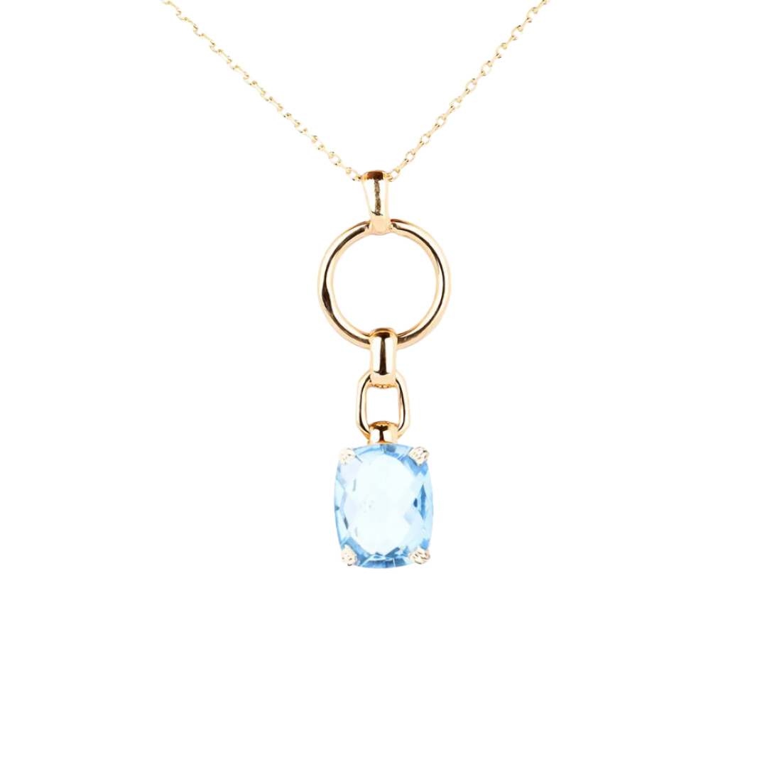 Dolce Vita Mini Gold Necklace with Sky Blue Topaz