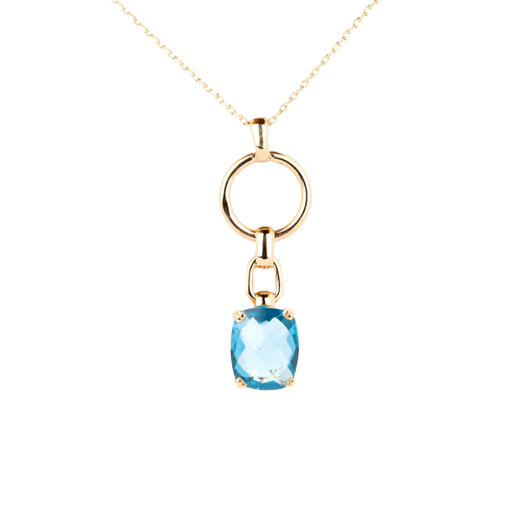 Dolce Vita Mini Gold Necklace with Swiss Blue Topaz