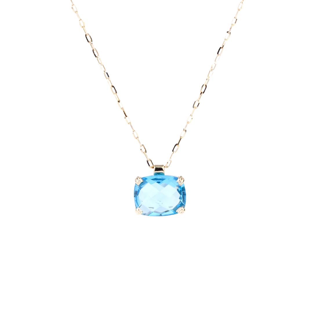 Dolce Vita Mini Gold Necklace with Swiss Blue Topaz