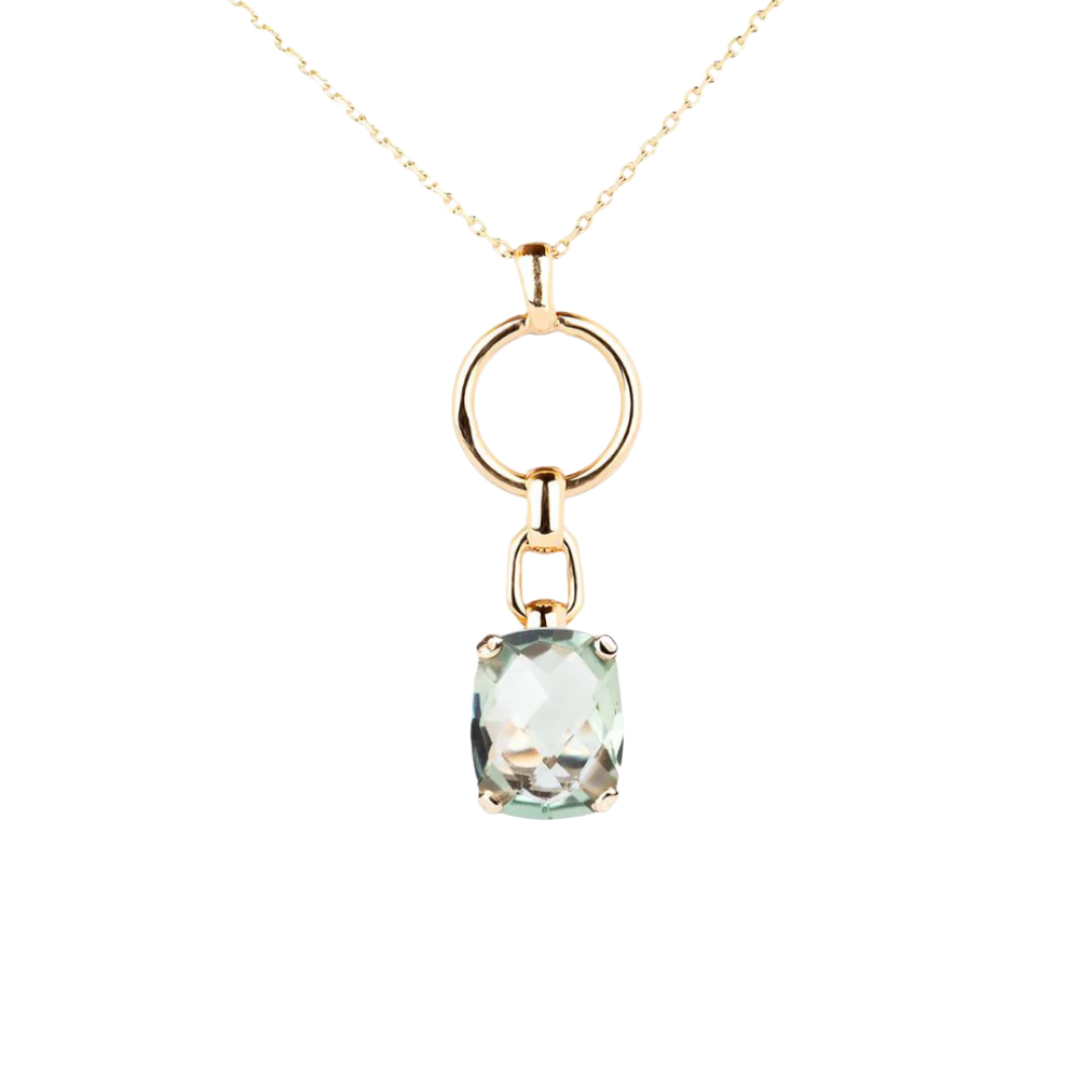 Dolce Vita Mini Gold Necklace with Green Amethyst