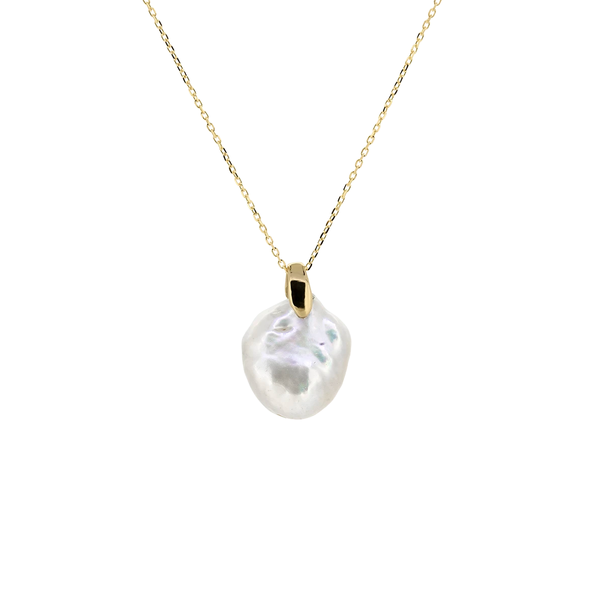 Gold Seafood necklace with baroque pearl